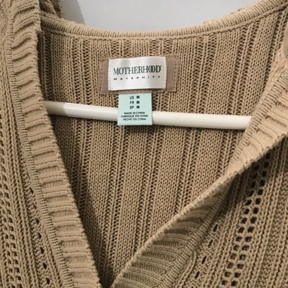 Motherhood Maternity Cable Knit Cardigan tan color size Medium #47 - Picture 3 of 6